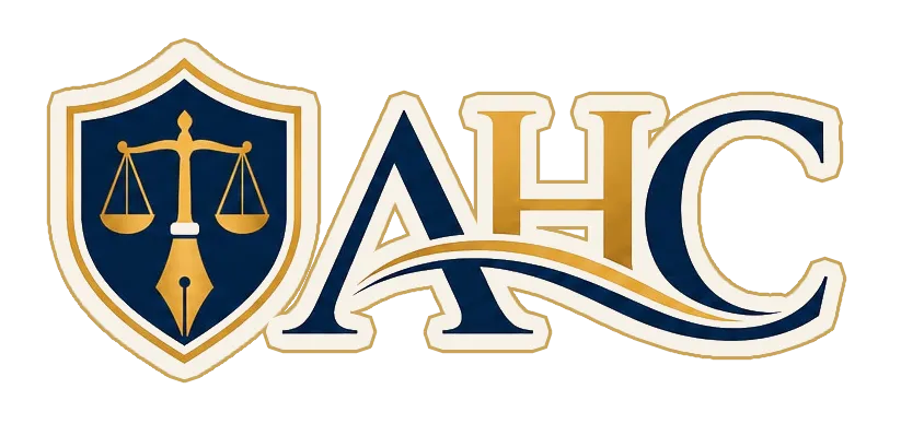 Logo AHC, perisai timbangan dan pena